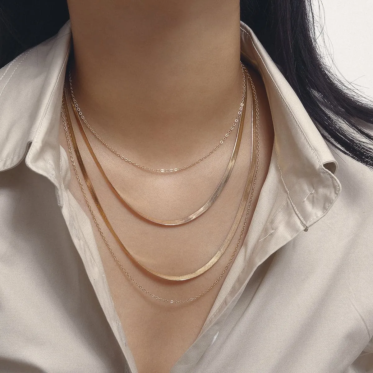 18K Gold-Plated Snake Chain Layered Necklace