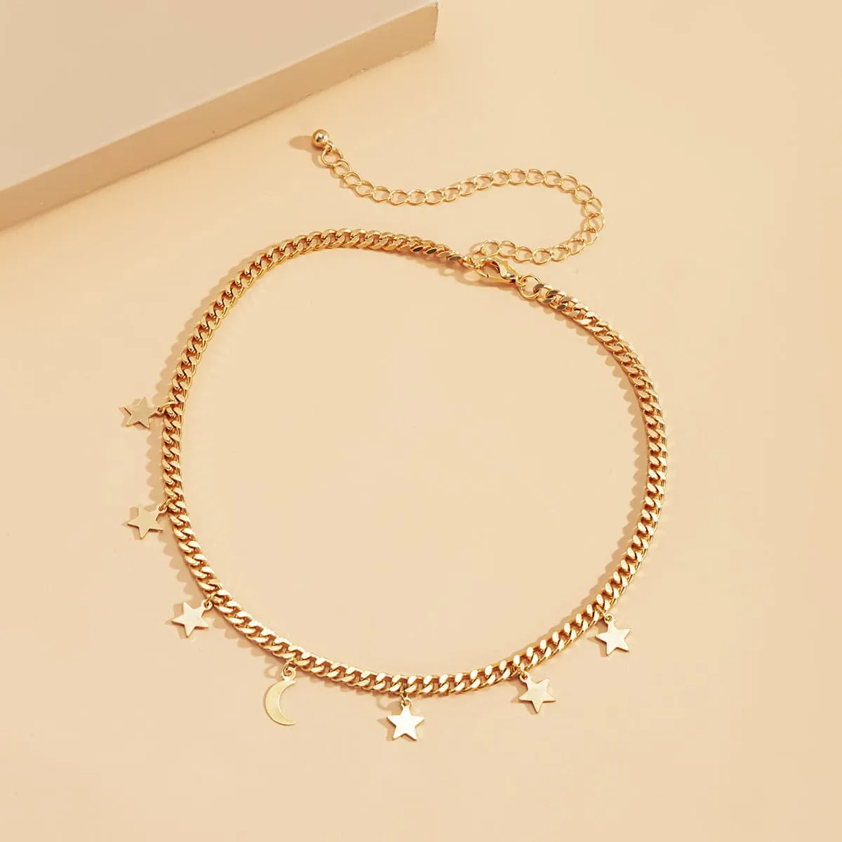 18K Gold-Plated Star Moon Station Choker Necklace