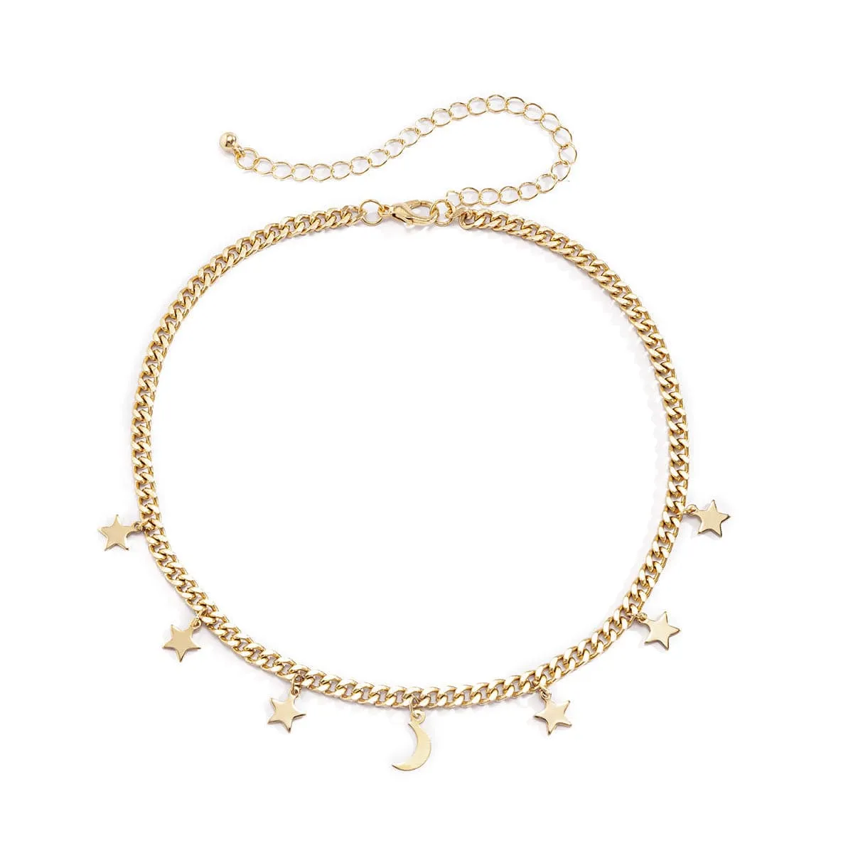 18K Gold-Plated Star Moon Station Choker Necklace