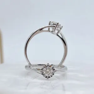 18K Gold Round Cut Natural Diamond 0.2 Carat Single Head Ring