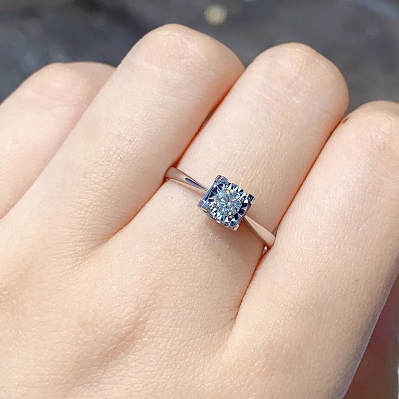 18K Gold Round cut Natural Diamond 0.2 Carat Single Head Ring