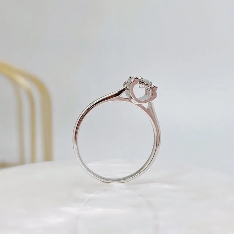 18K Gold Round cut Natural Diamond 0.2 Carat Single Head Ring