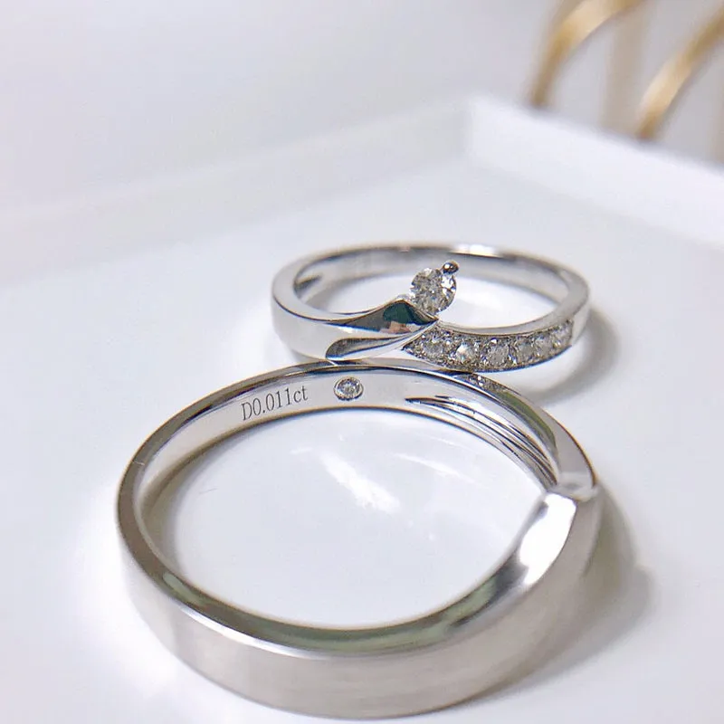 18K Gold Round Natural Diamond Individual Couple Ring