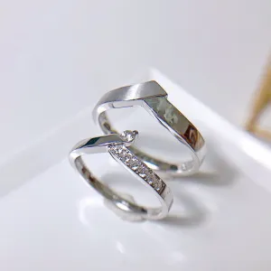 18K Gold Round Natural Diamond Individual Couple Ring