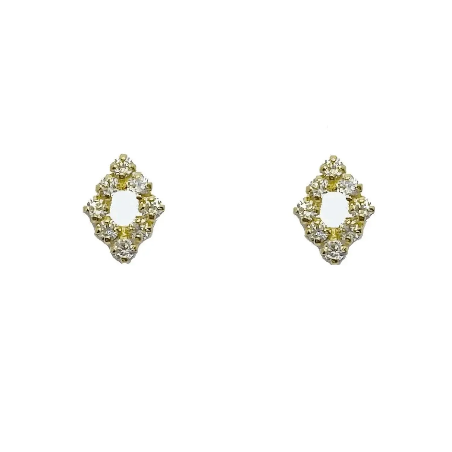 18K Yellow Gold Mini Rhombus Zirconia Screwback Earrings