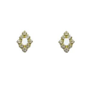 18K Yellow Gold Mini Rhombus Zirconia Screwback Earrings