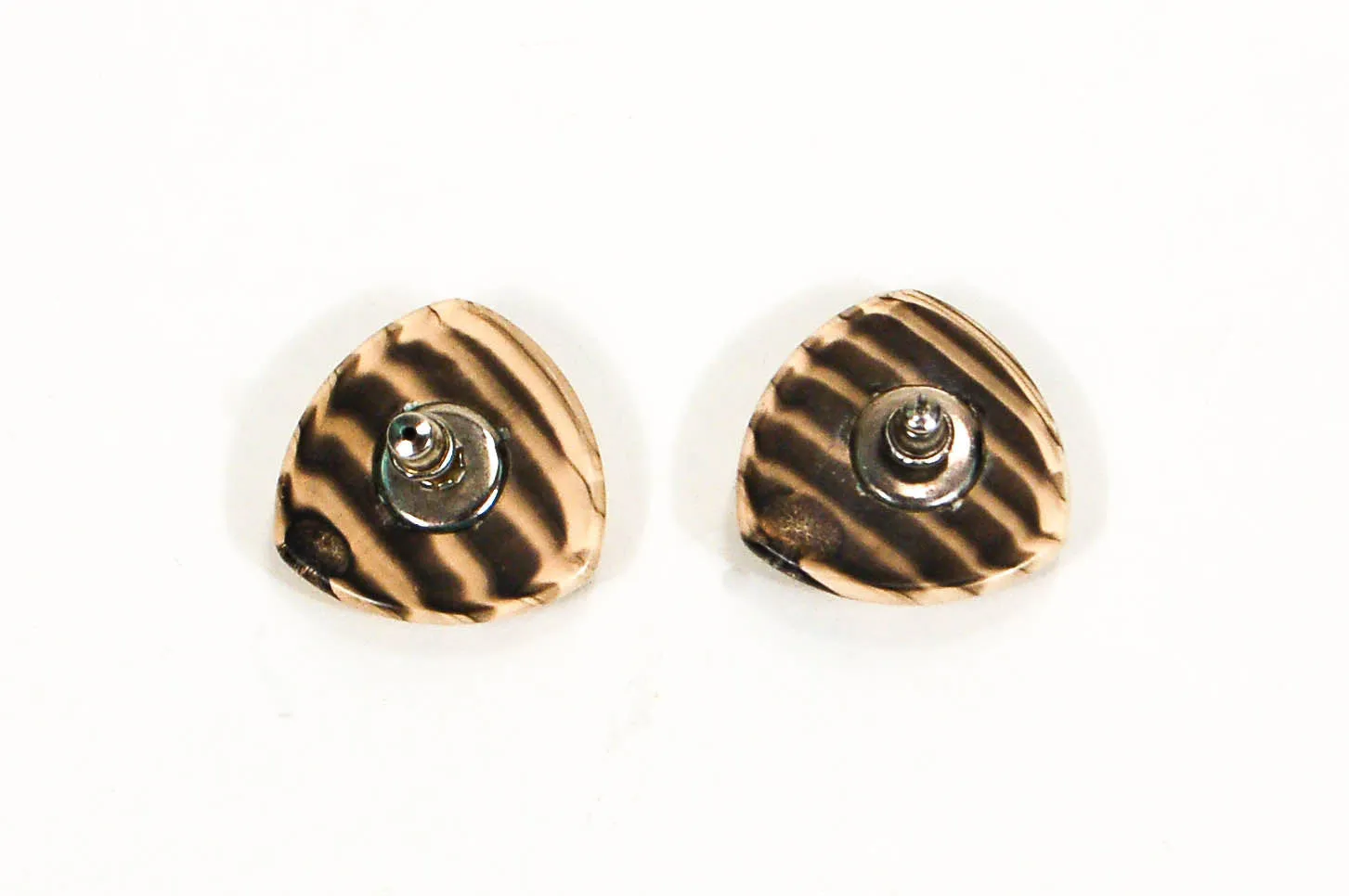 1970's Triangular Zebra Wood Earrings