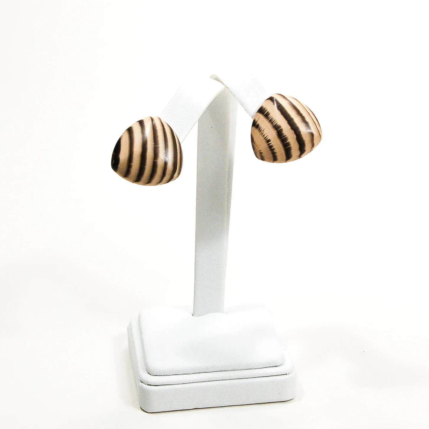 1970's Triangular Zebra Wood Earrings