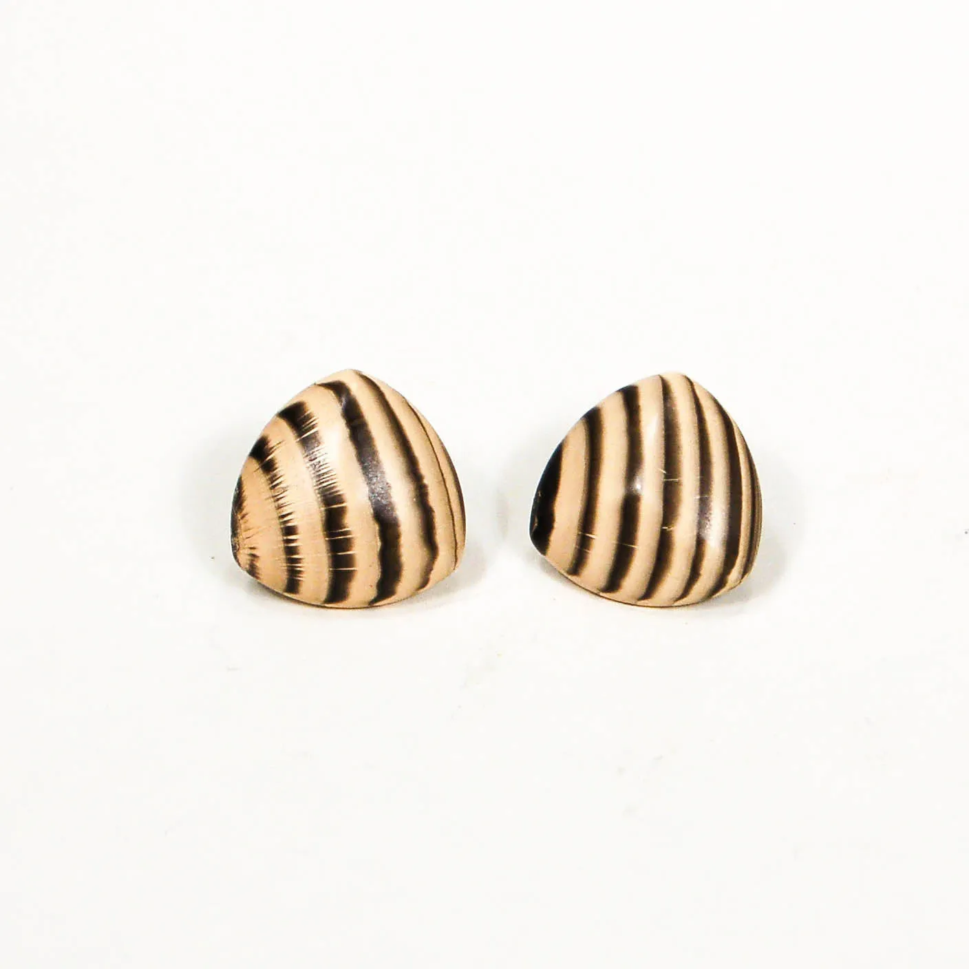 1970's Triangular Zebra Wood Earrings