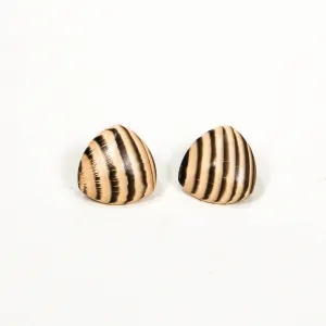 1970's Triangular Zebra Wood Earrings