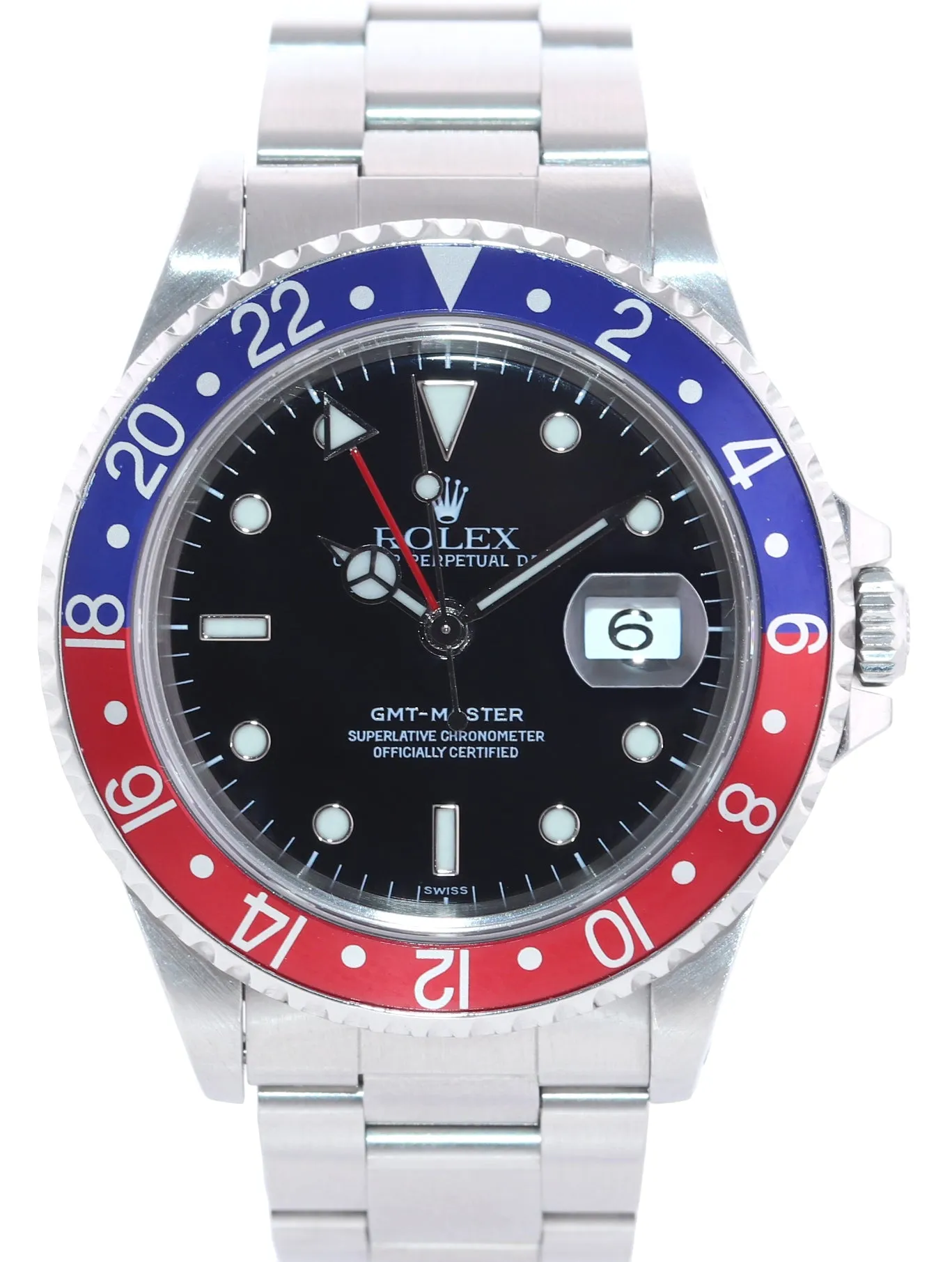 1998 Rolex GMT-Master Tritium Pepsi Blue Red Steel 16700 Watch Oyster Box