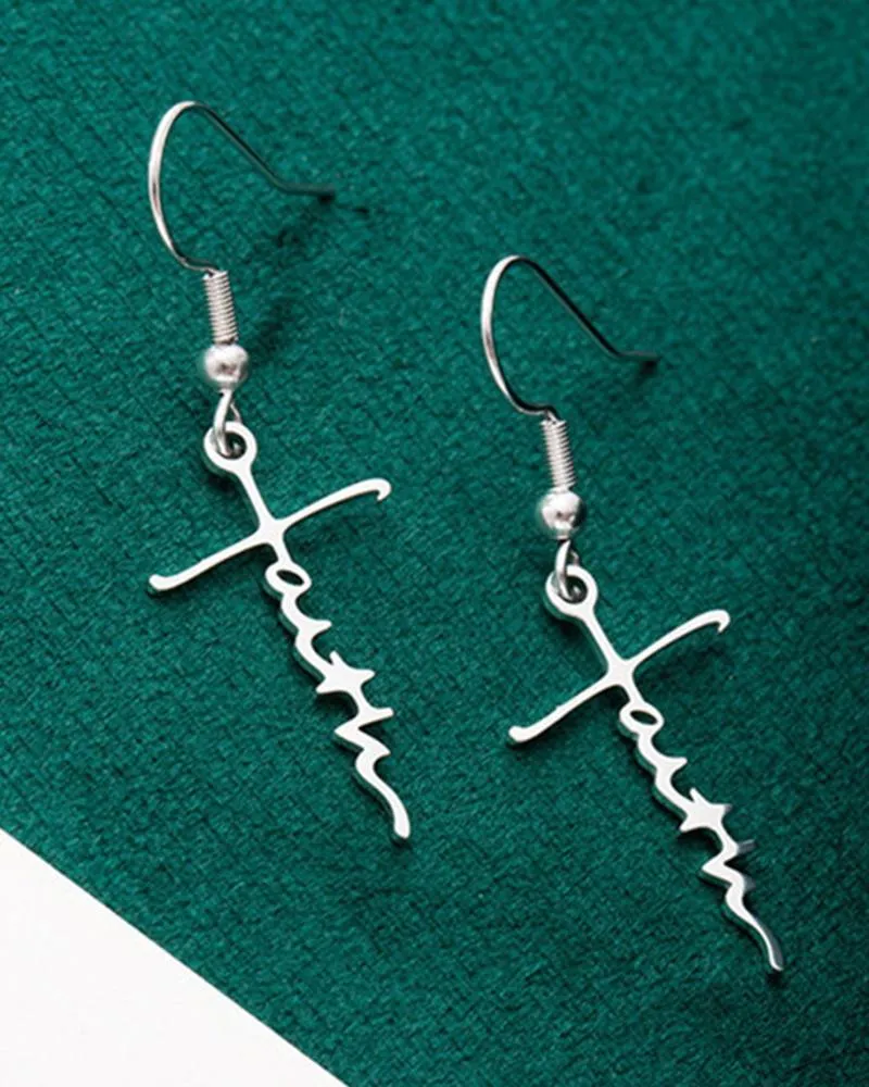 1Pair Faith Letter Shaped Drop Earrings