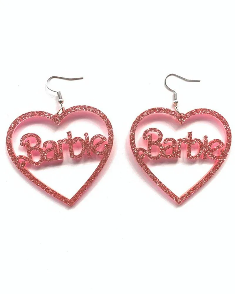 1Pair Valentine's Day Hollow Out Heart Letter Drop Earrings