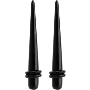 2 Gauge Black UV Acrylic Straight Taper Set