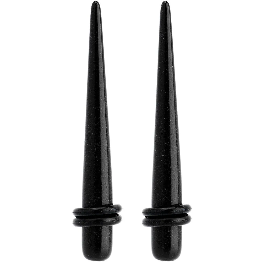 2 Gauge Black UV Acrylic Straight Taper Set