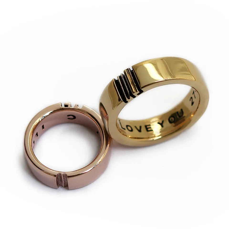 2 letters 1 heart Wedding ring set