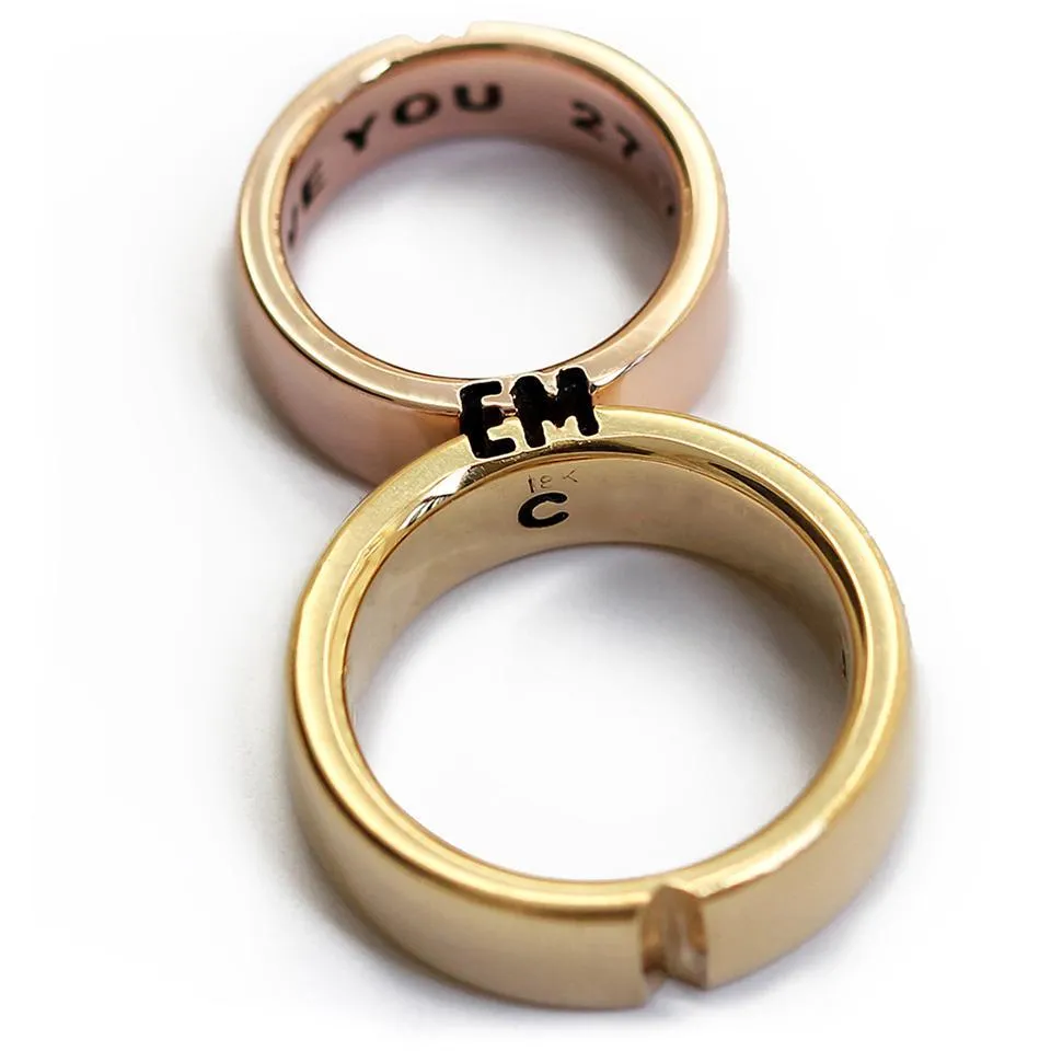 2 letters 1 heart Wedding ring set