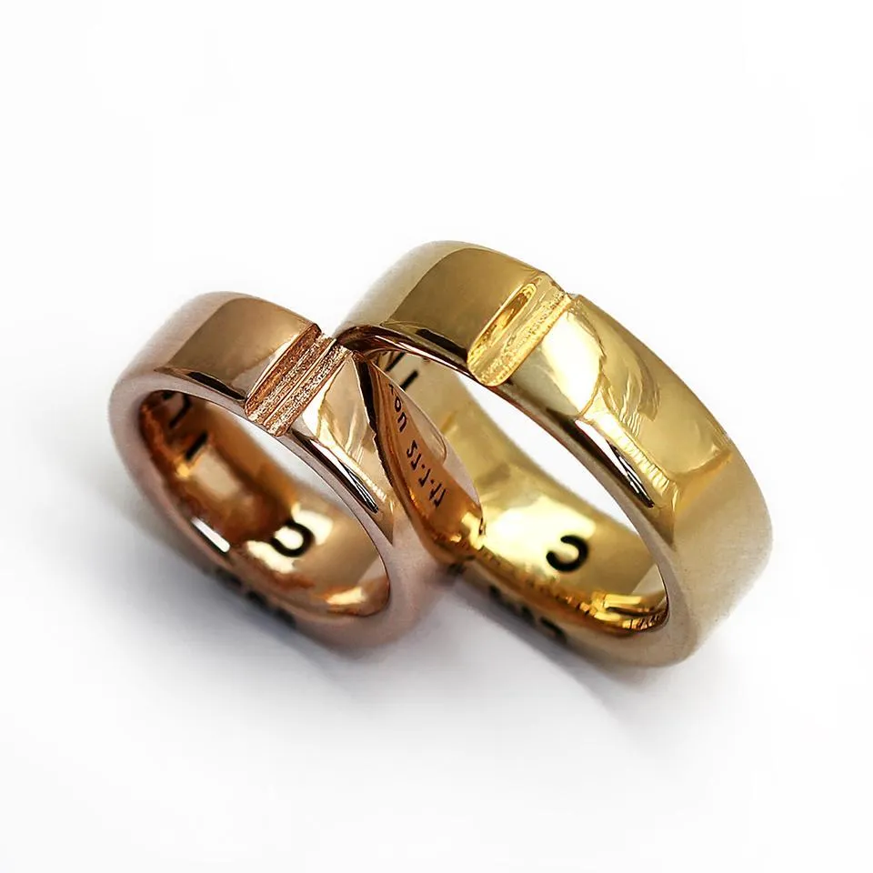 2 letters 1 heart Wedding ring set