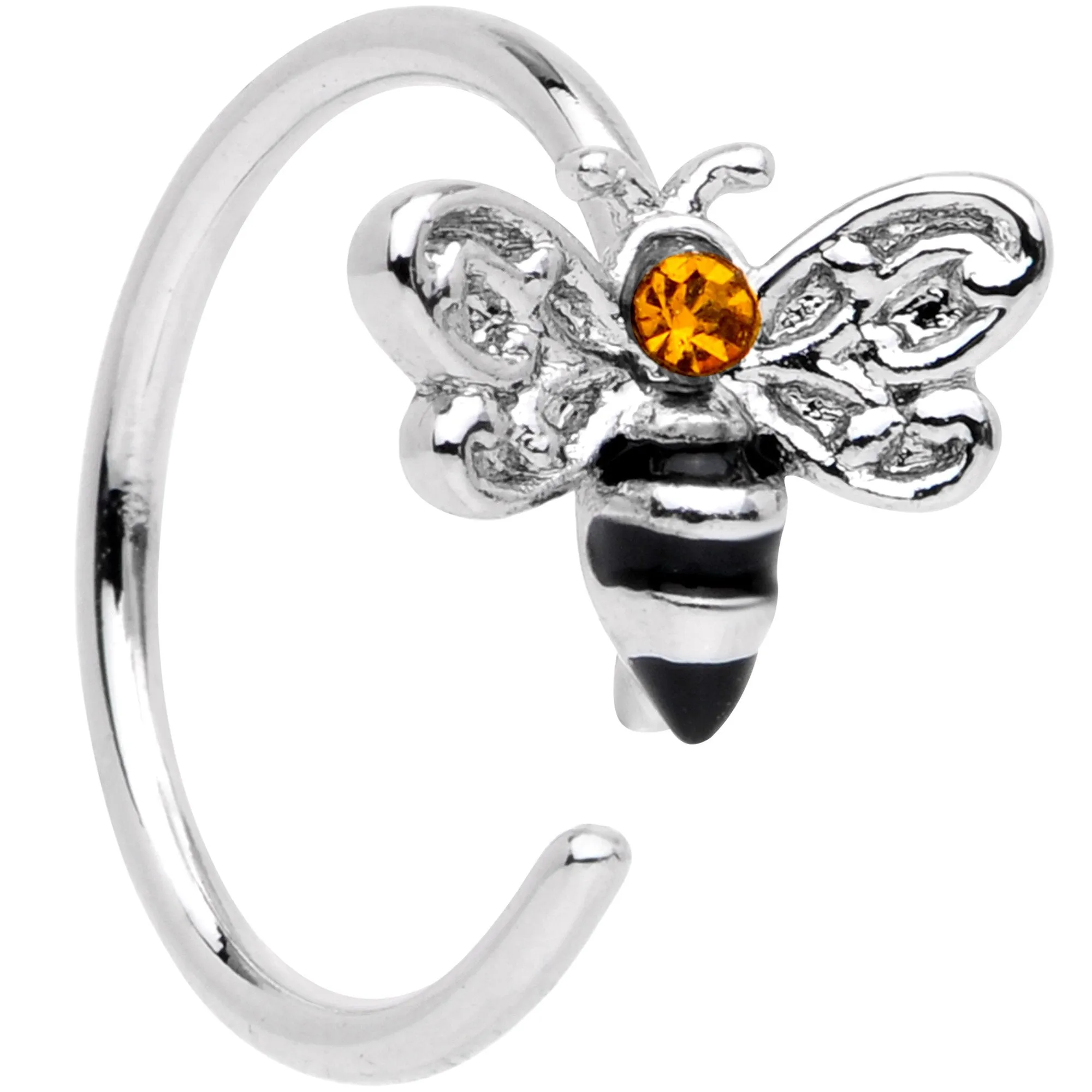 20 Gauge 5/16 Yellow Gem Bumble Bee Seamless Circular Ring