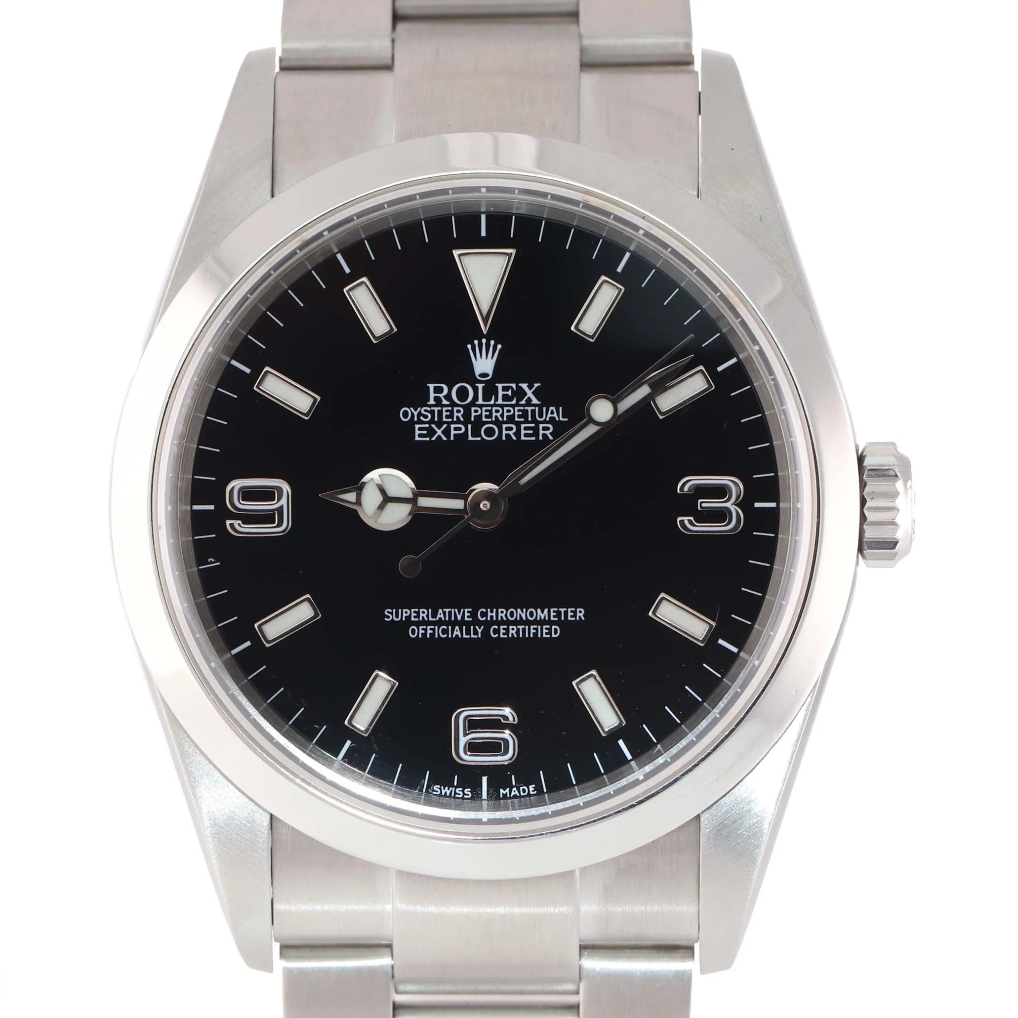 2001 MINT Rolex Explorer I Black 36mm 114270 Steel Black Arabic Dial Lume Watch