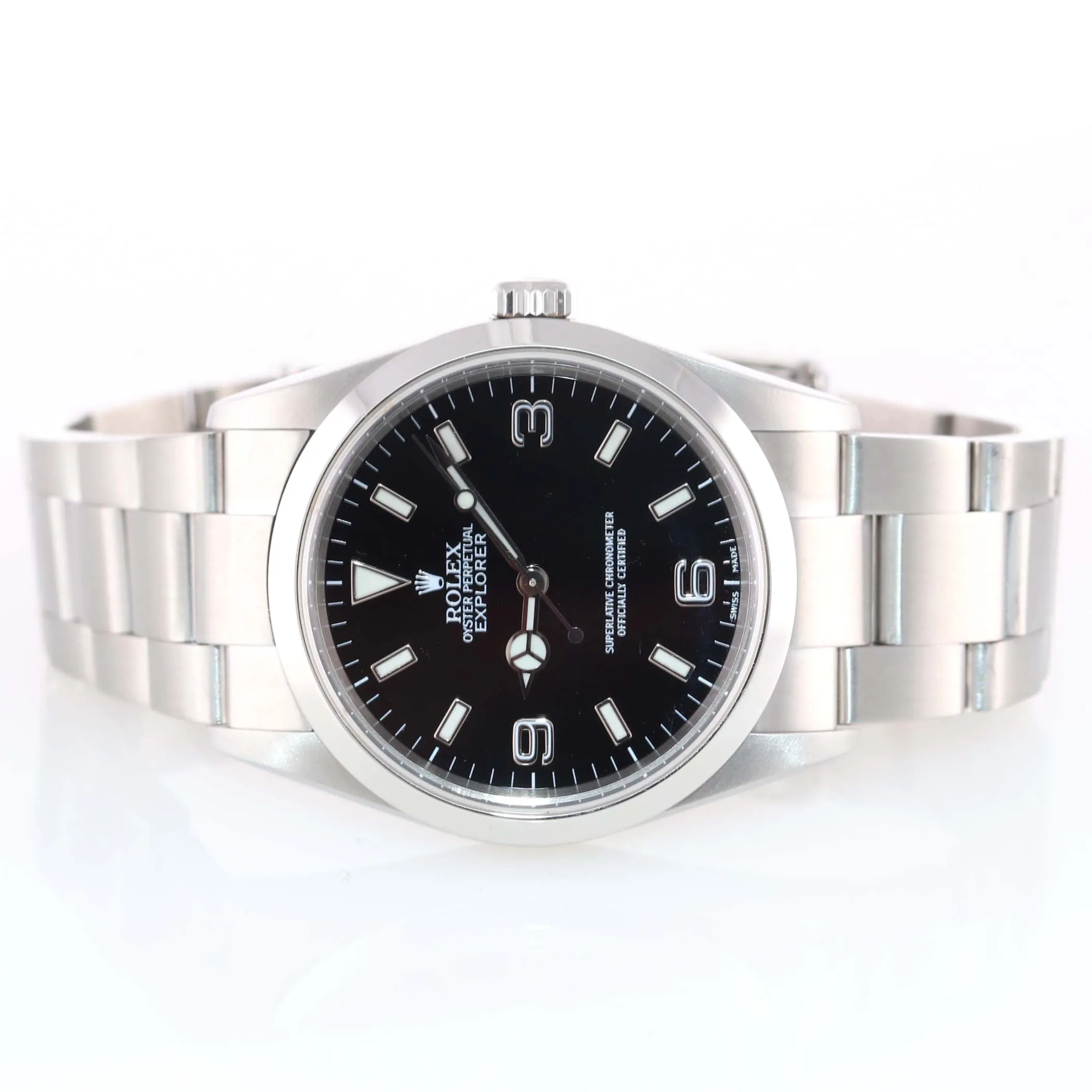 2001 MINT Rolex Explorer I Black 36mm 114270 Steel Black Arabic Dial Lume Watch