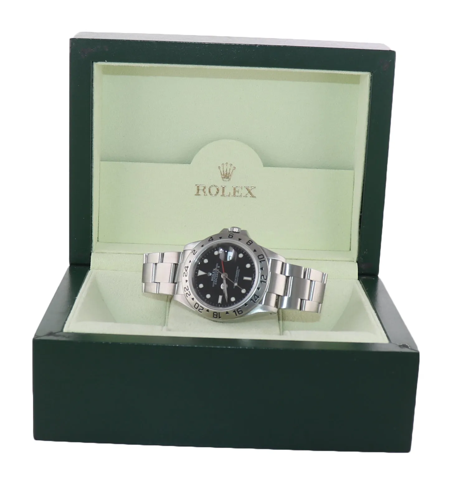 2001 Rolex Explorer II 16570 Stainless Steel Black Dial GMT 40mm Watch Box