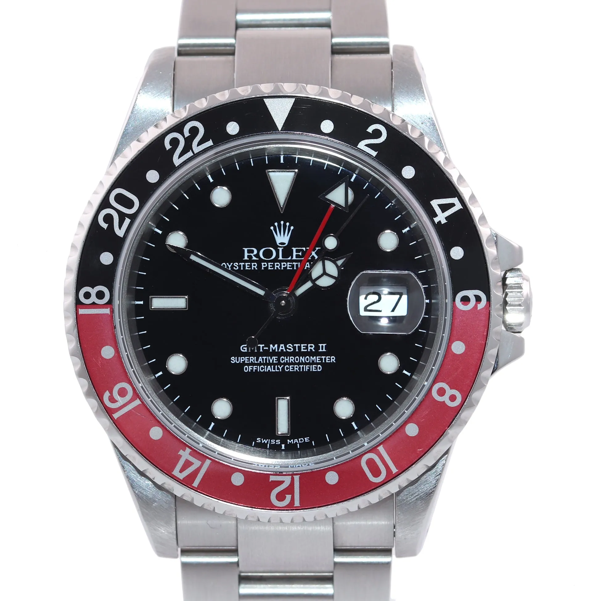 2001 Rolex GMT-Master II Coke Red Black Steel 16710 40mm SEL Watch Box
