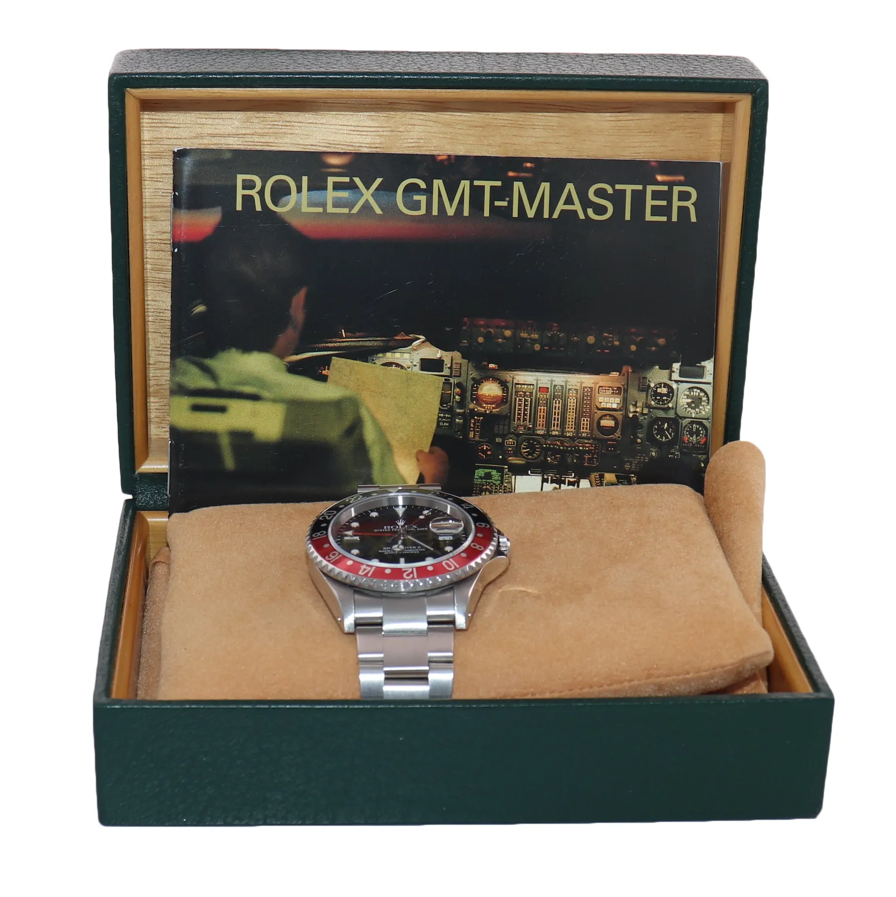 2001 Rolex GMT-Master II Coke Red Black Steel 16710 40mm SEL Watch Box
