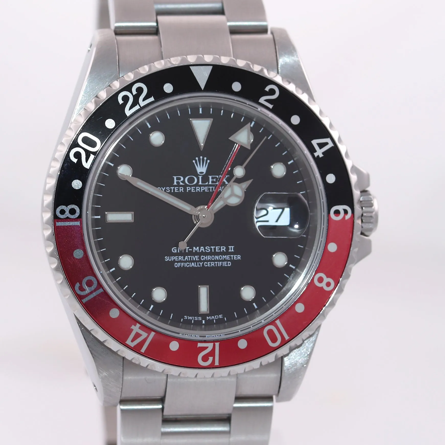 2001 Rolex GMT-Master II Coke Red Black Steel 16710 40mm SEL Watch Box