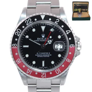 2001 Rolex GMT-Master II Coke Red Black Steel 16710 40mm SEL Watch Box