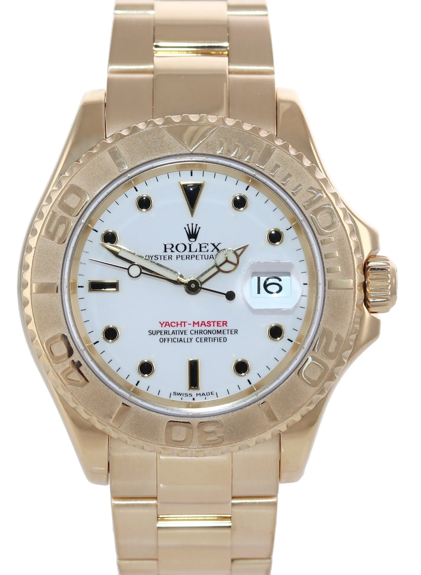 2002 Rolex Yacht-Master 18k Yellow Gold White Sapphire 16628 40mm Watch Box