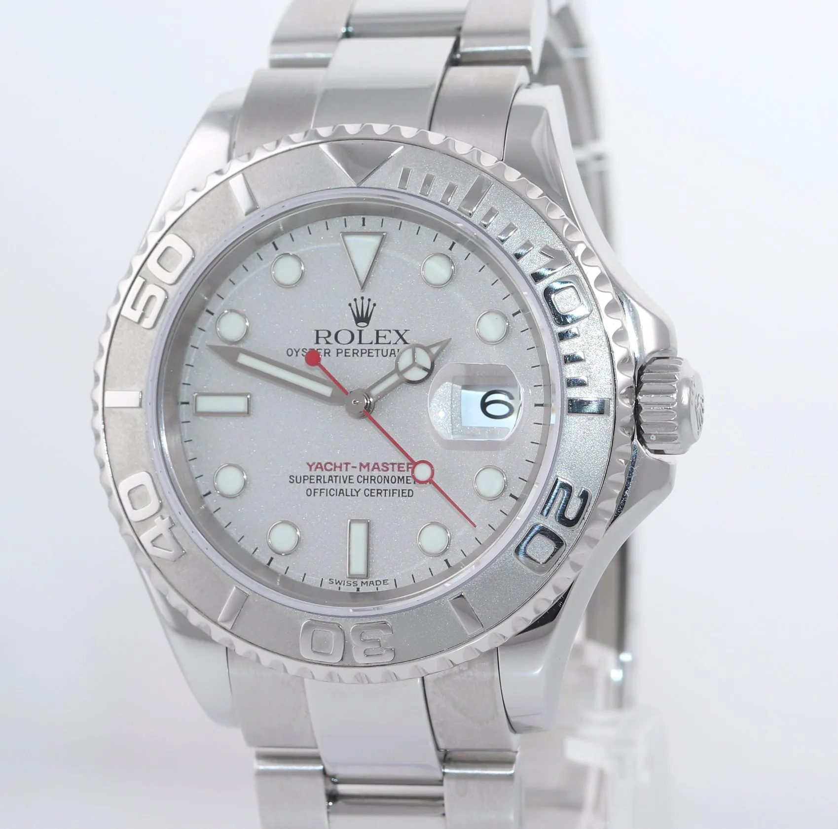 2002 with Serial Hangtag Rolex Yacht-Master 16622 Steel Platinum 40mm Watch