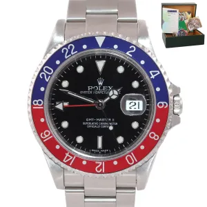 2003 PAPERS Rolex GMT-Master 2 Pepsi Blue Red Steel 16710 Error Stick Watch Box