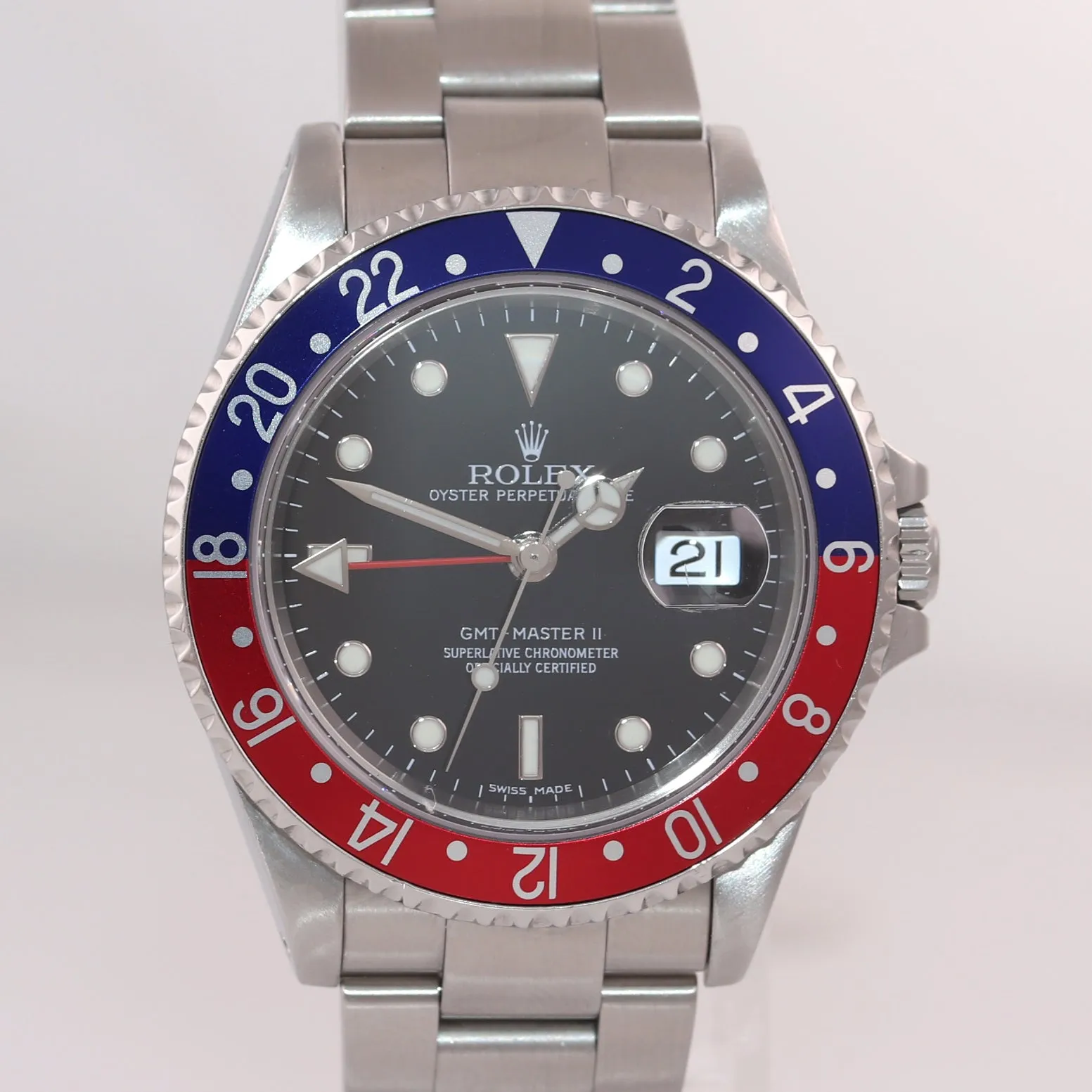 2003 PAPERS Rolex GMT-Master 2 Pepsi Blue Red Steel 16710 Error Stick Watch Box