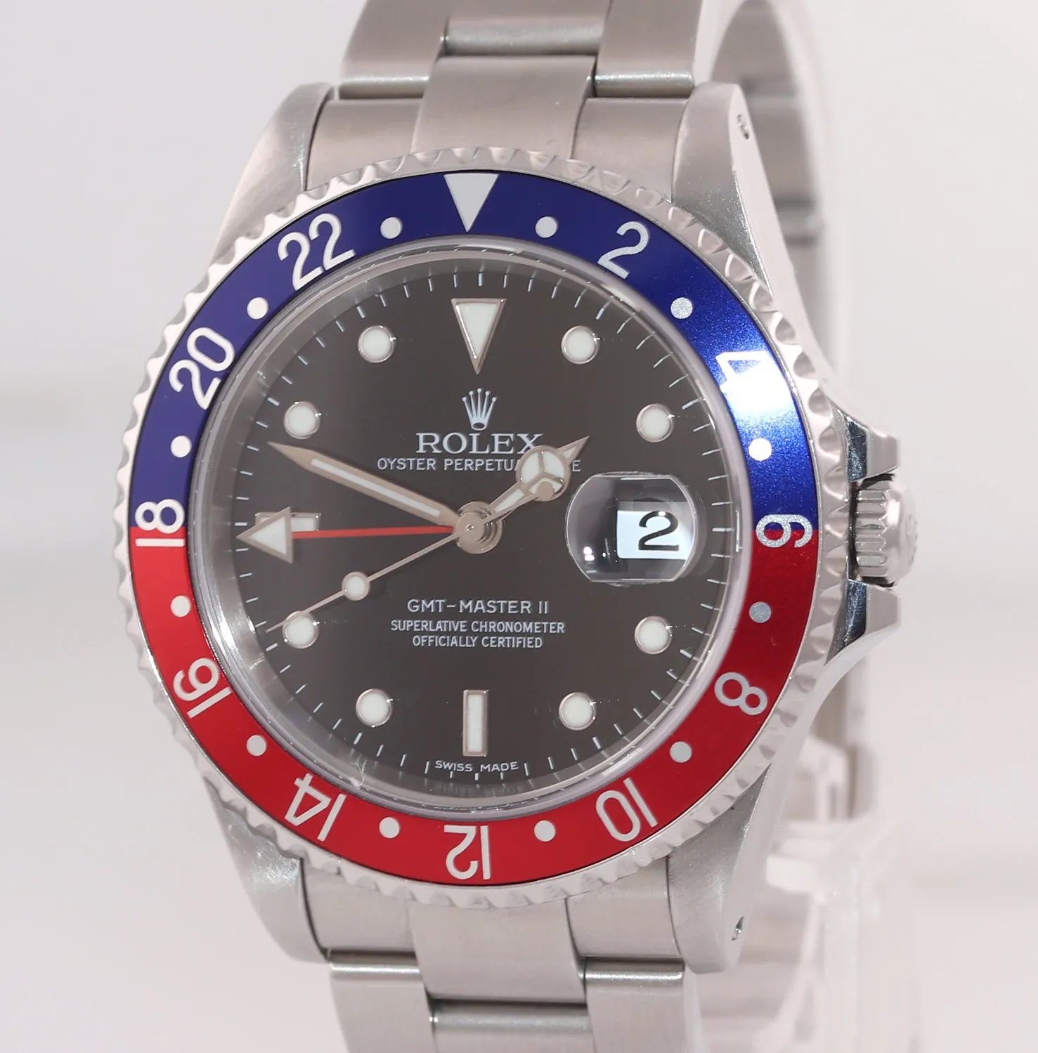 2003 PAPERS Rolex GMT-Master 2 Pepsi Blue Red Steel 16710 Error Stick Watch Box