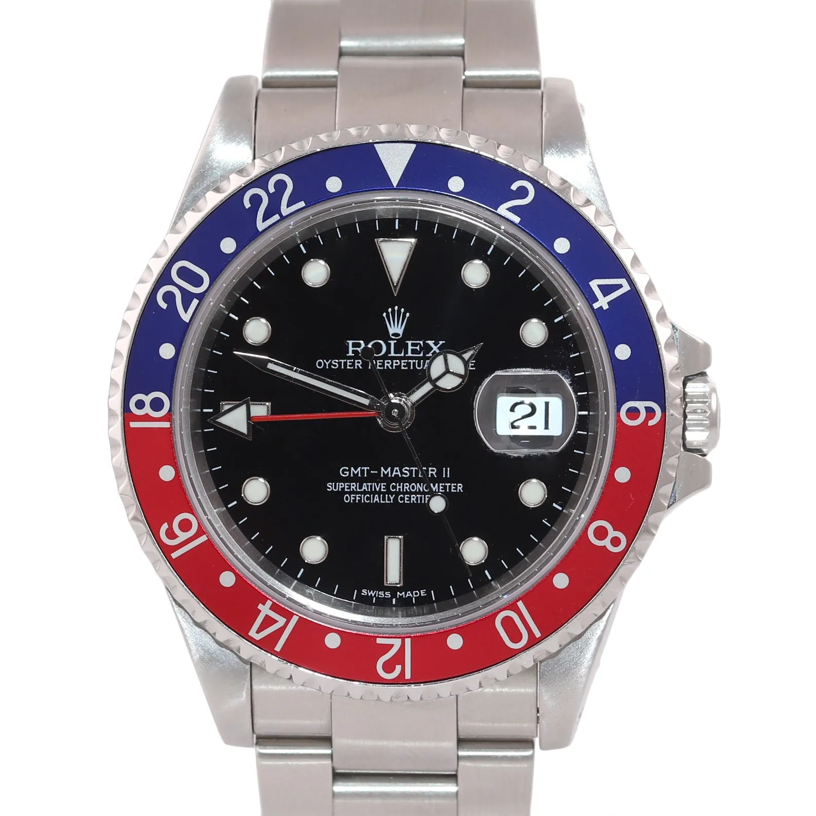 2003 PAPERS Rolex GMT-Master 2 Pepsi Blue Red Steel 16710 Error Stick Watch Box