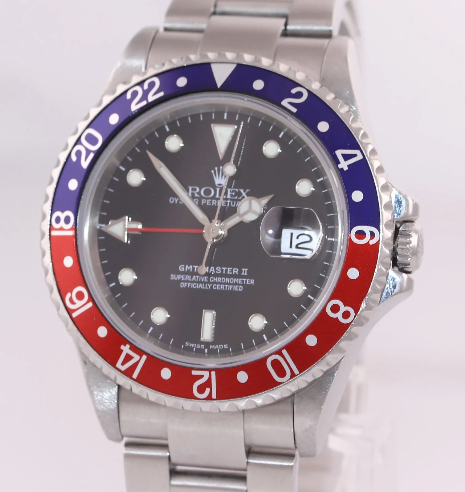 2003 Rolex GMT-Master 2 Pepsi 40mm Steel 16710 NO HOLES CASE Black Watch Box