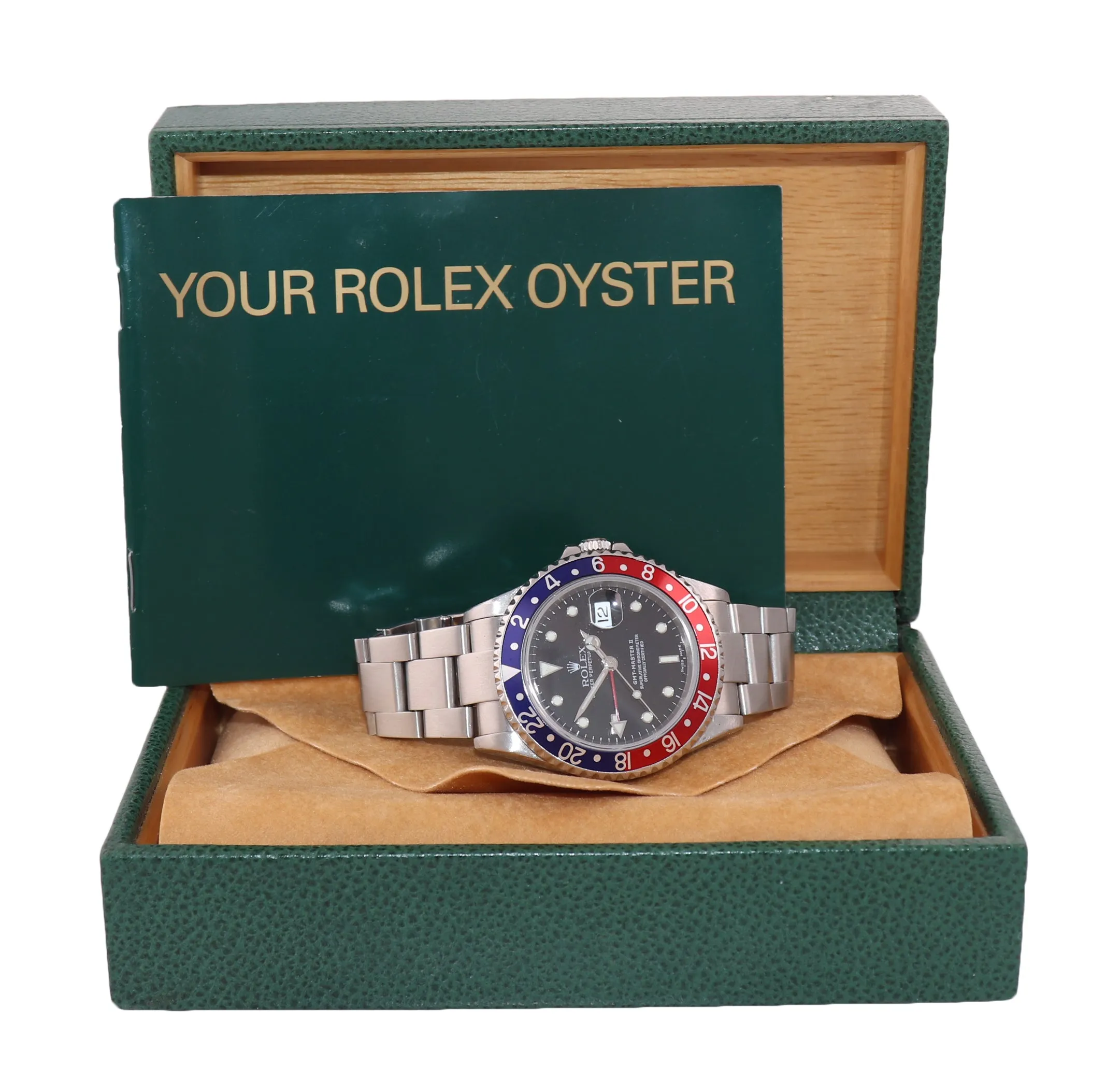 2003 Rolex GMT-Master 2 Pepsi 40mm Steel 16710 NO HOLES CASE Black Watch Box