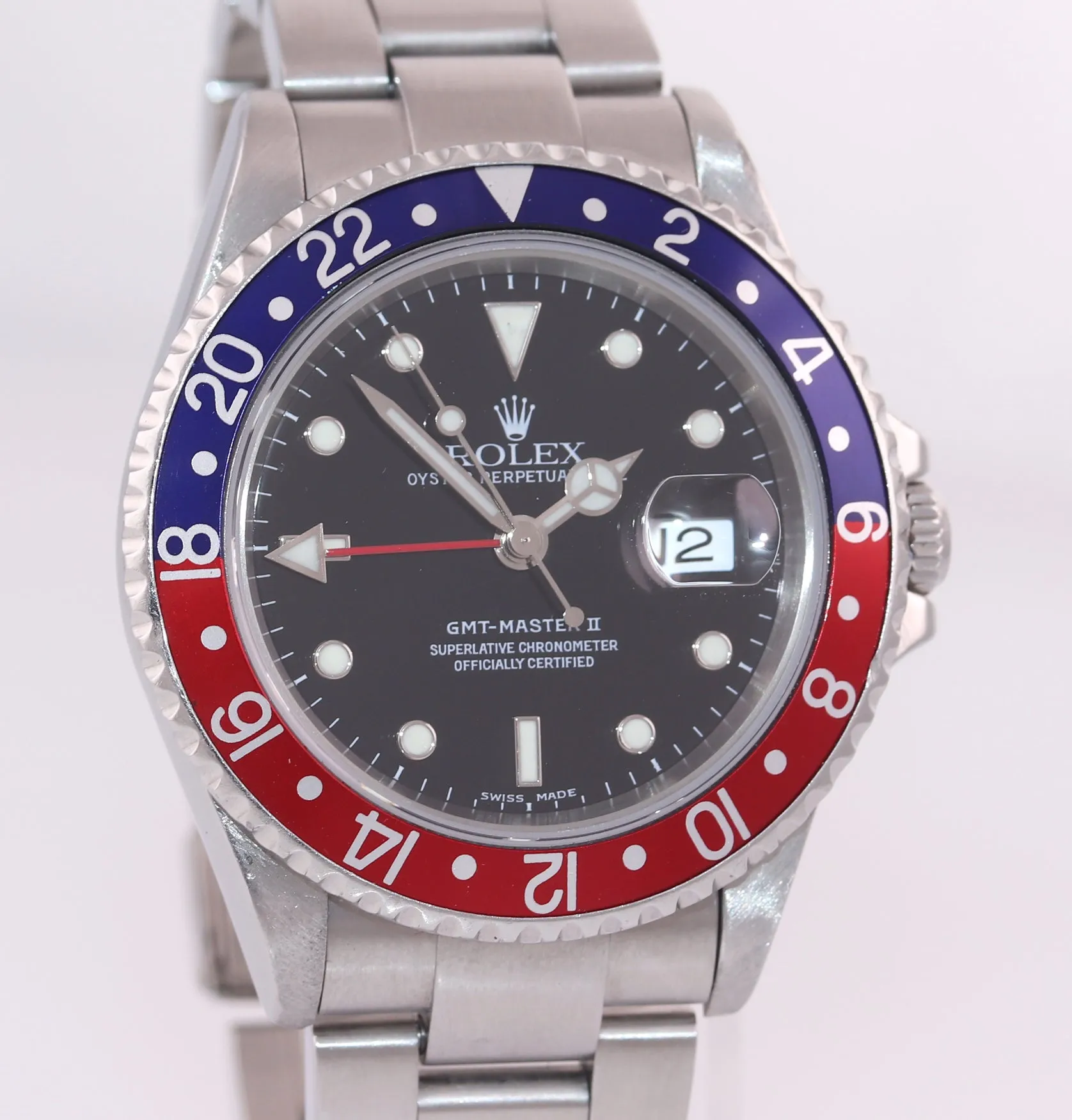 2003 Rolex GMT-Master 2 Pepsi 40mm Steel 16710 NO HOLES CASE Black Watch Box