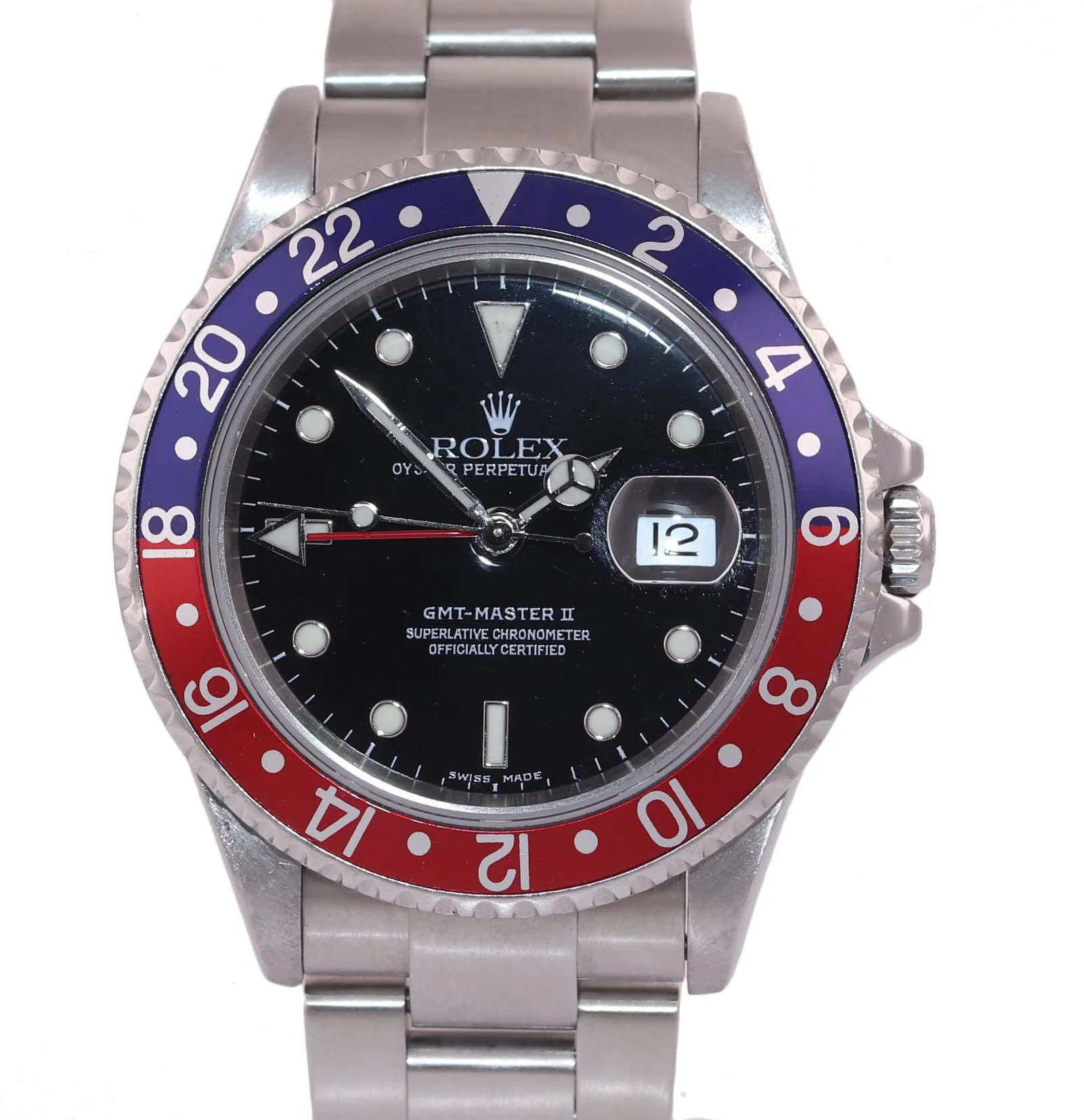2003 Rolex GMT-Master 2 Pepsi 40mm Steel 16710 NO HOLES CASE Black Watch Box