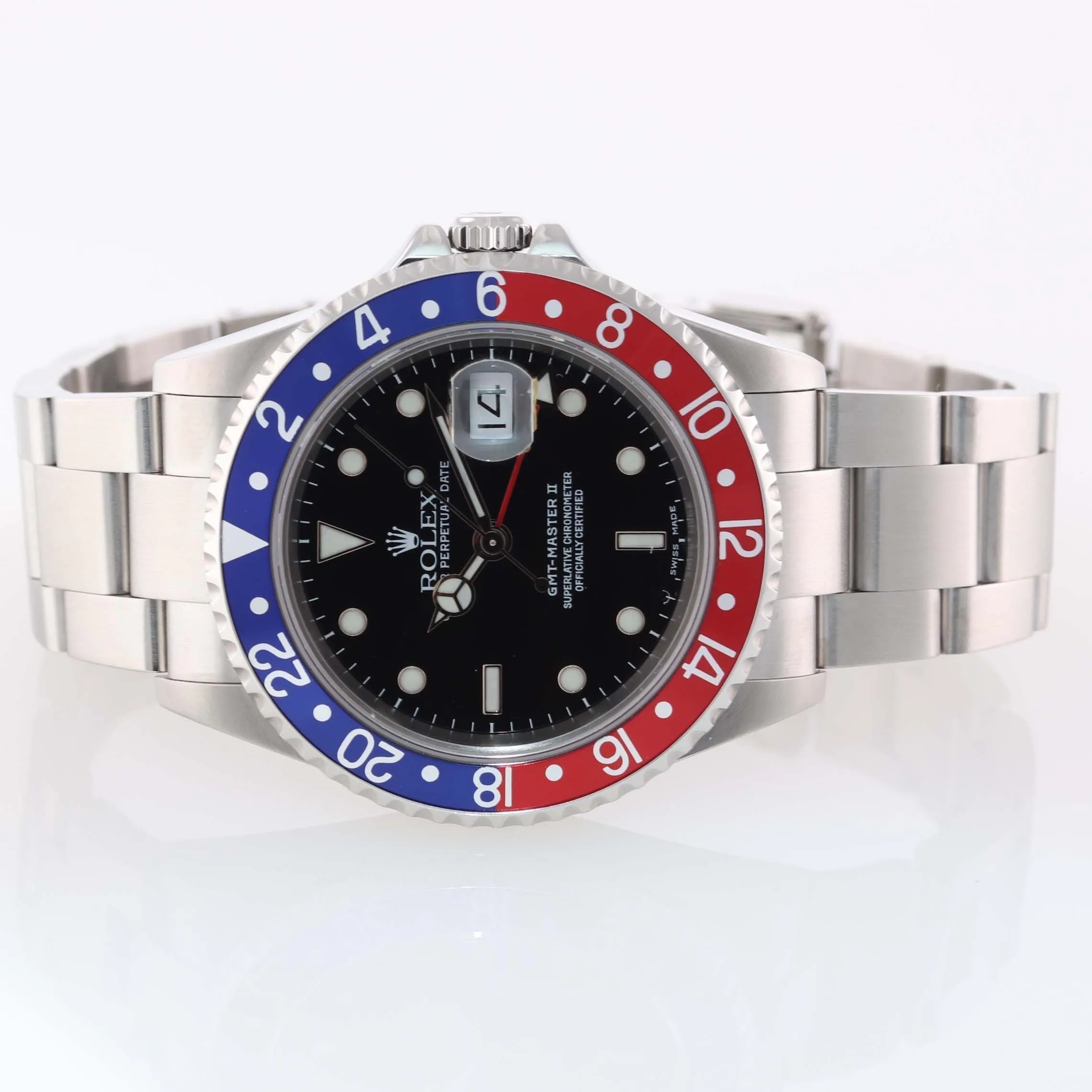 2004 Rolex GMT-Master 2 Pepsi Steel Blue Red NO HOLES 16710 40mm Watch Box