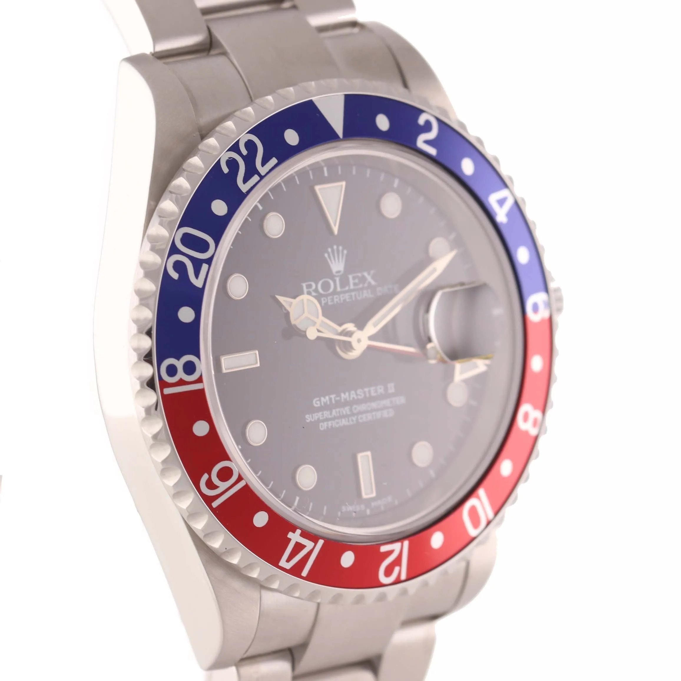 2004 Rolex GMT-Master 2 Pepsi Steel Blue Red NO HOLES 16710 40mm Watch Box