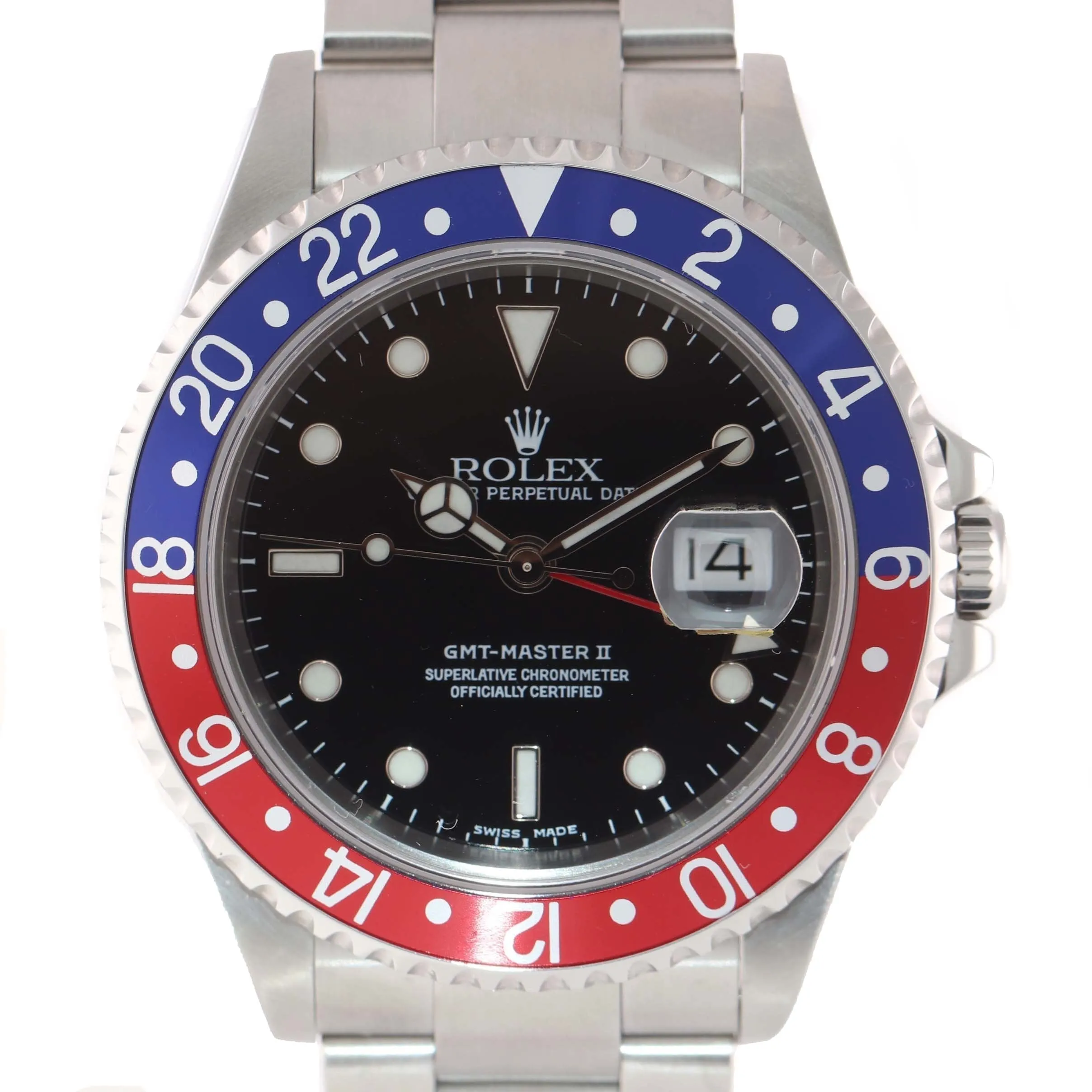 2004 Rolex GMT-Master 2 Pepsi Steel Blue Red NO HOLES 16710 40mm Watch Box