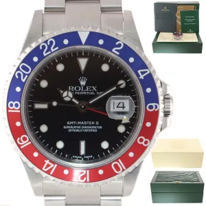 2004 Rolex GMT-Master 2 Pepsi Steel Blue Red NO HOLES 16710 40mm Watch Box