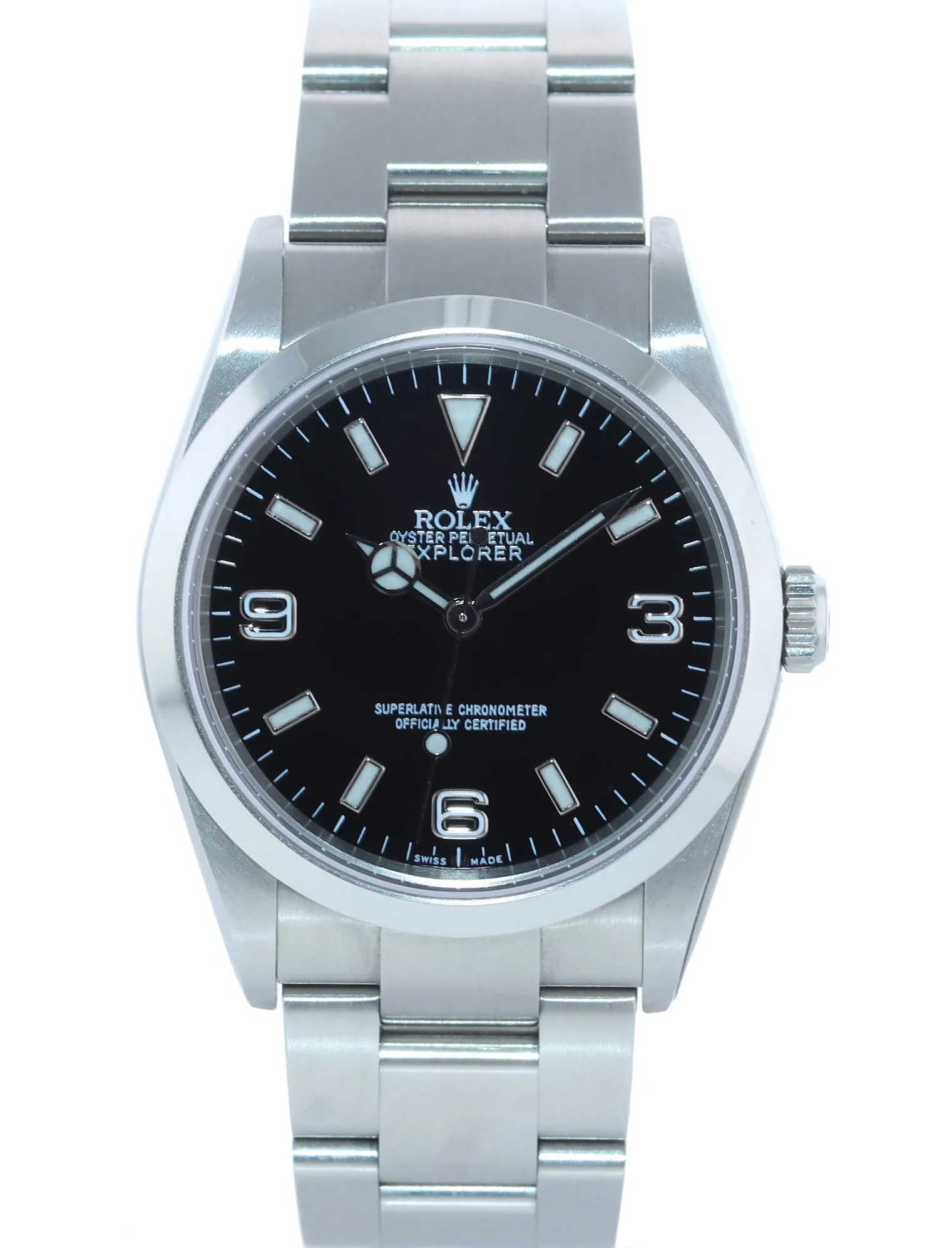 2006 PAPERS Rolex Explorer I Black 36mm 114270 Steel Black Arabic Lume Watch