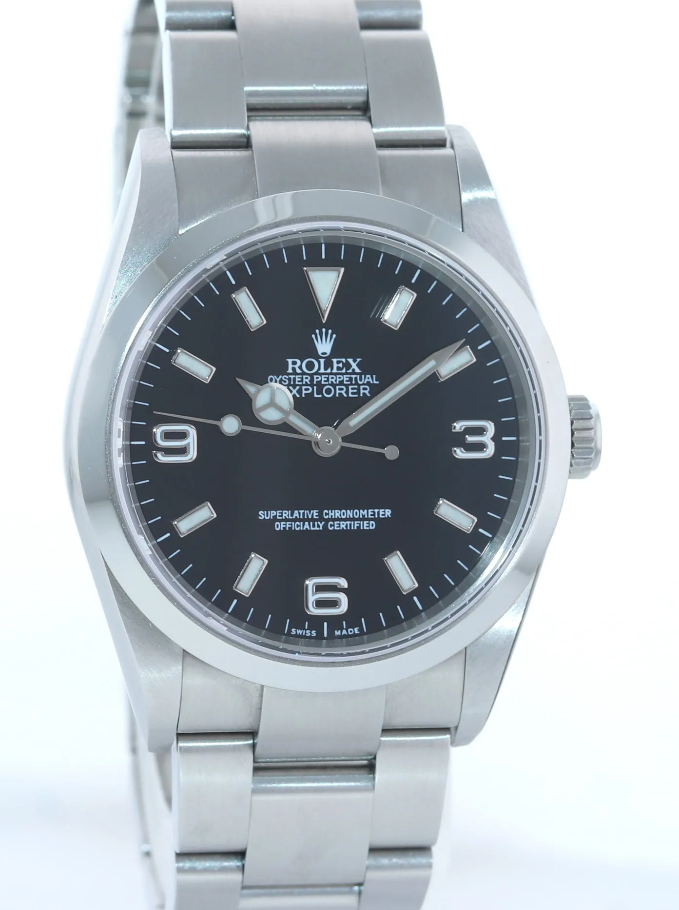 2006 PAPERS Rolex Explorer I Black 36mm 114270 Steel Black Arabic Lume Watch