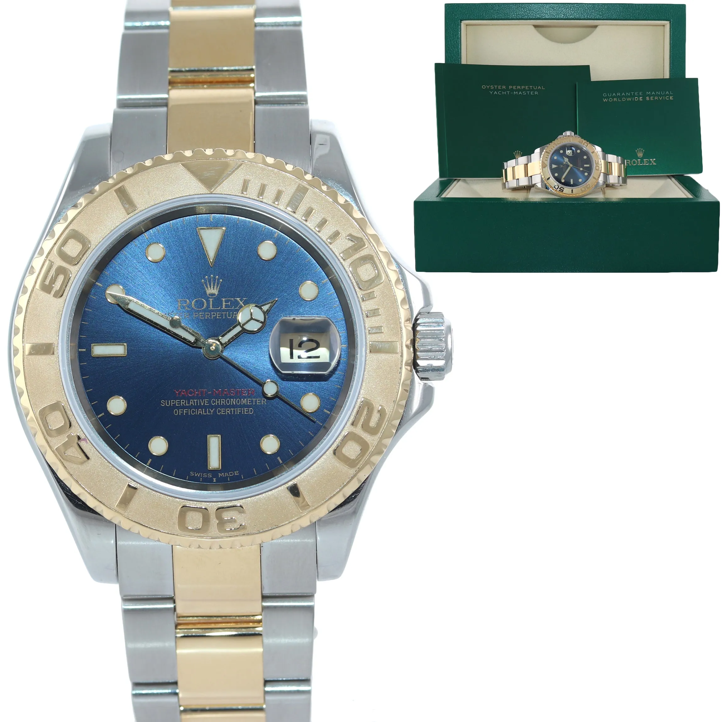 2007 MINT Rolex Yacht-Master 16623 Blue Two Tone Steel 18k Yellow Gold Watch Box