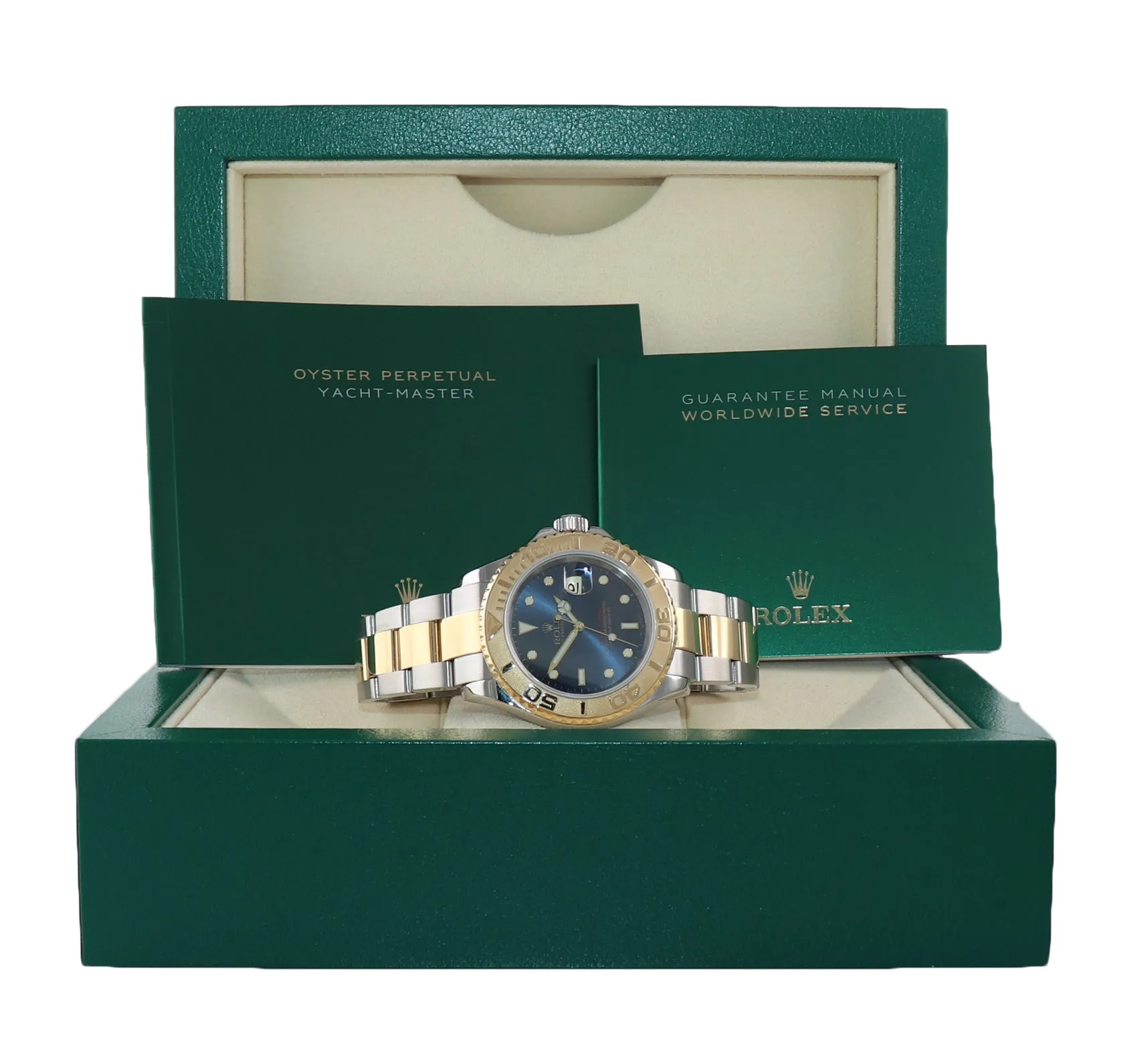 2007 MINT Rolex Yacht-Master 16623 Blue Two Tone Steel 18k Yellow Gold Watch Box