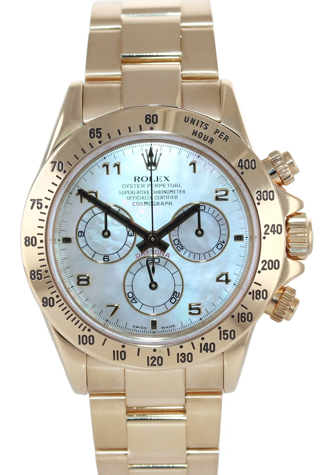2007 Rolex Daytona 116528 MOP Mother of Pearl 18K Yellow Gold 40mm Watch Box