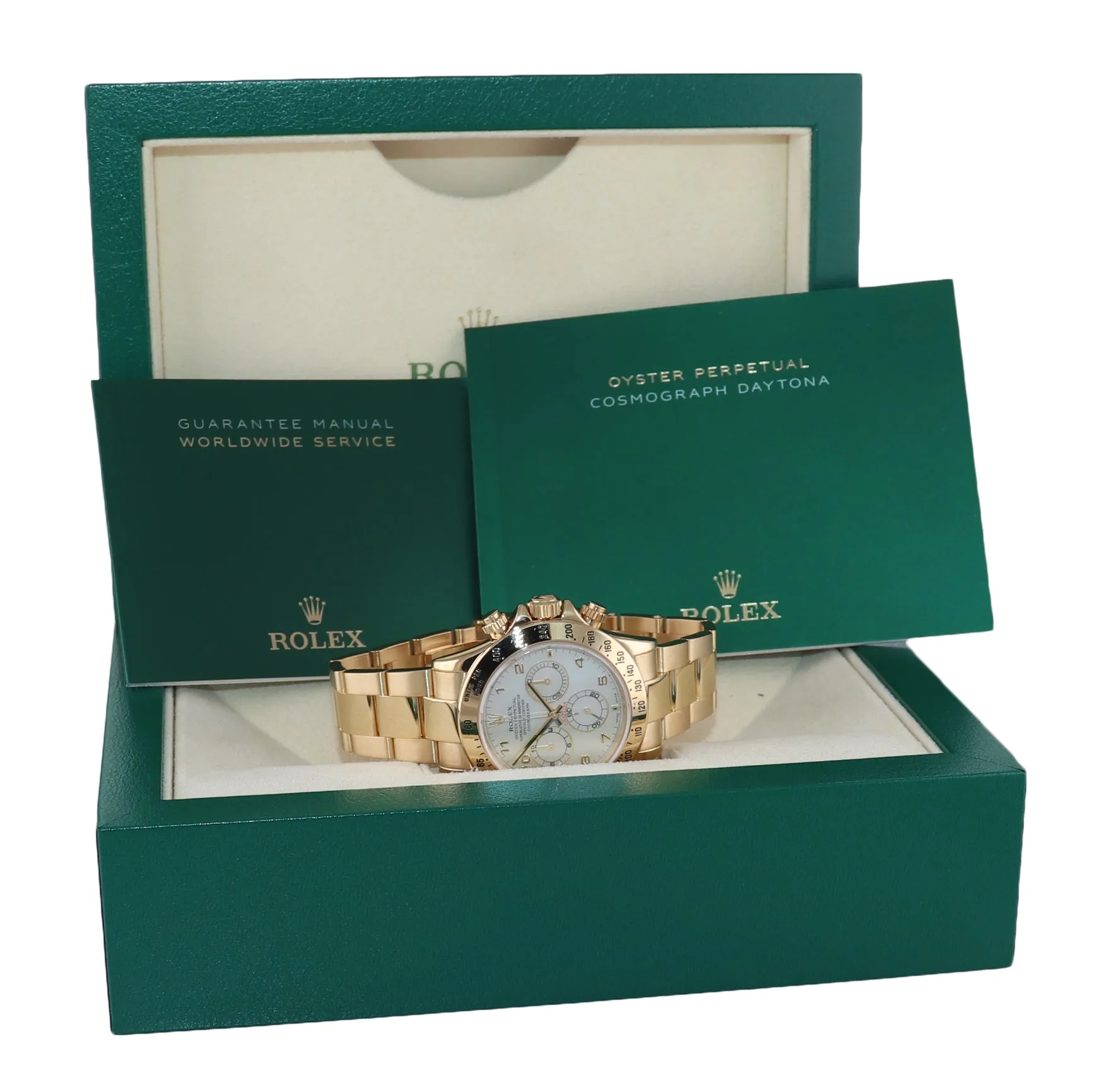 2007 Rolex Daytona 116528 MOP Mother of Pearl 18K Yellow Gold 40mm Watch Box